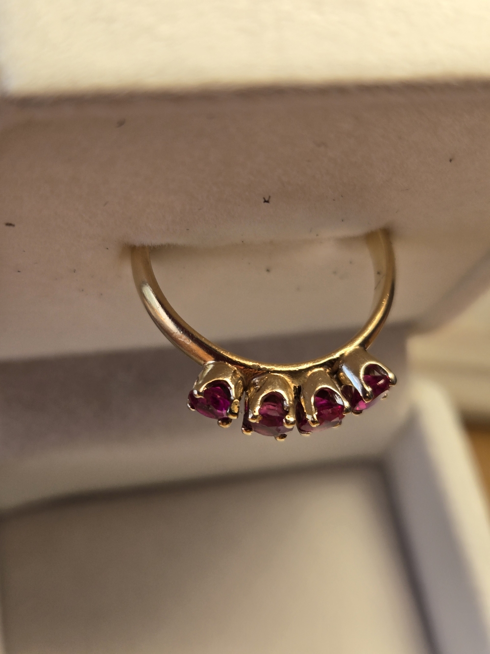 14k Yellow Gold And 4 Ruby Band - Picture 2 of 6